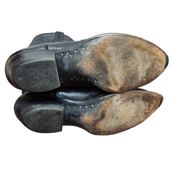 Vtg Larry Mahan Black Leather Cowboy Boots SIze 11 B, made in Texas - Picture 10 of 16